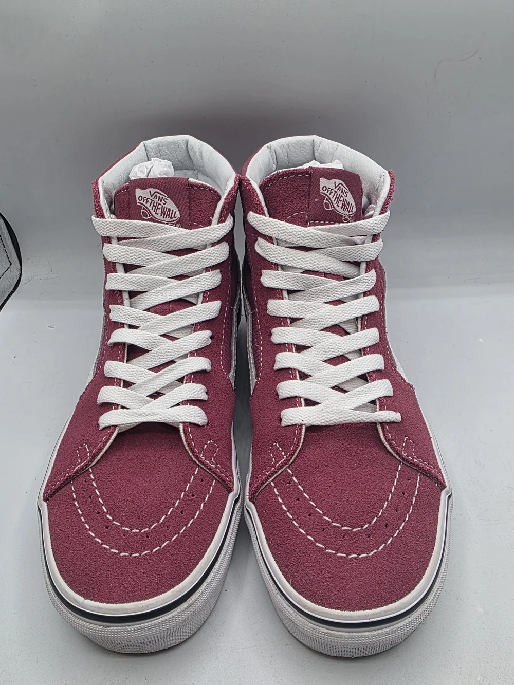 Vans Women Sk8-Hi Suede/Canvas High Top Sneaker Wine/White Color. Sz 8.